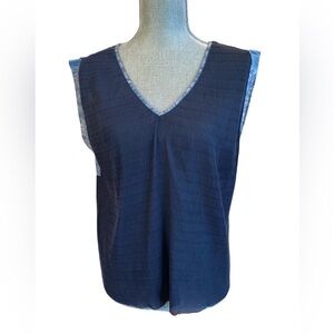 Cotelac Stretch V-Neck Navy  Blouse l Size Small l 0697